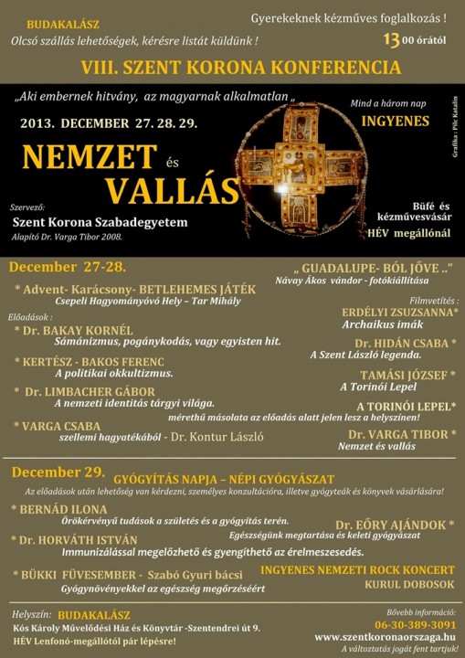 PLAKÁT  - VIII. SZENT KORONA KONFERENCIA - NEMZET és VALLÁS